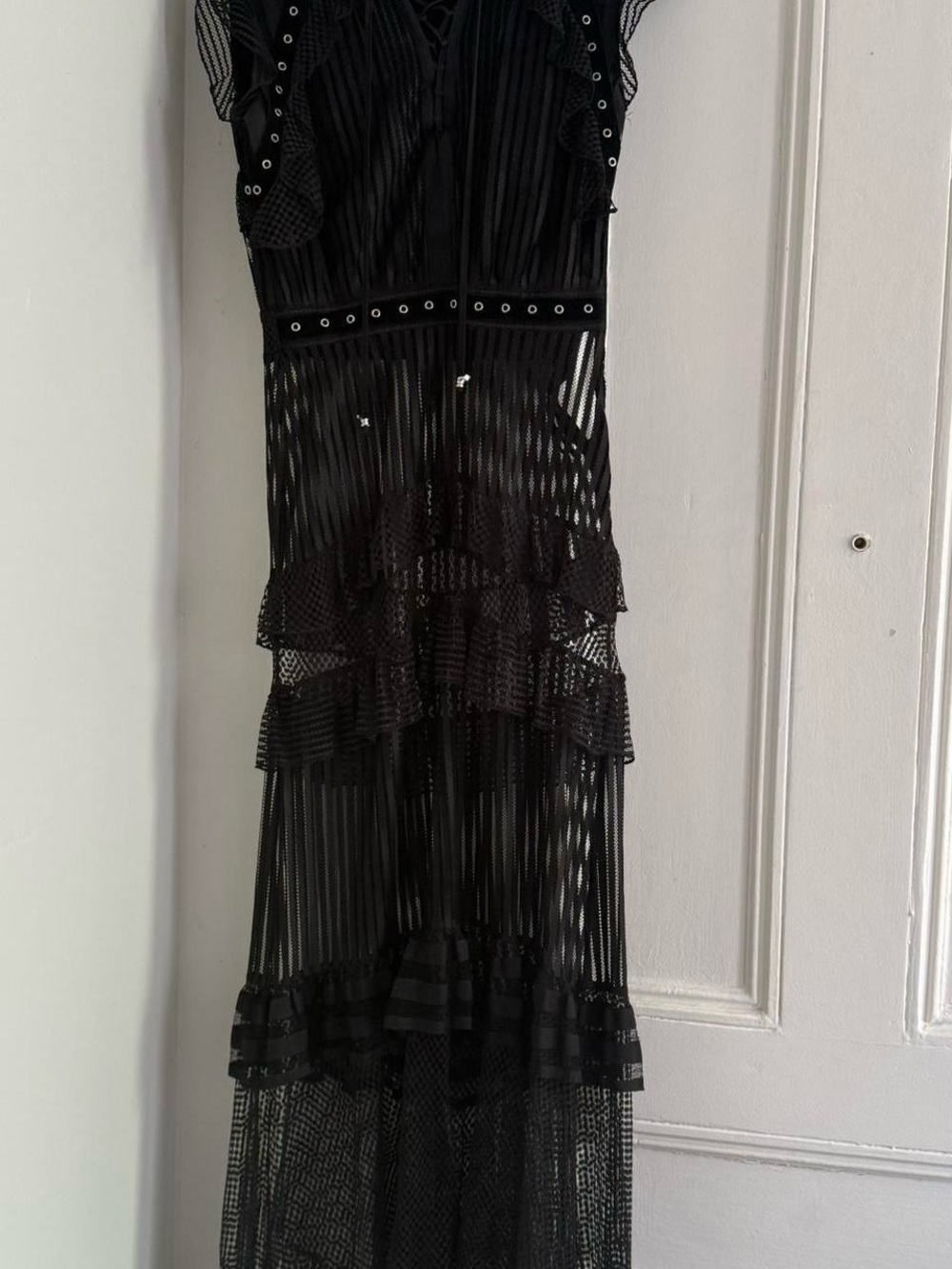 Just Cavalli Black Sheer Ruffle Maxi Dress